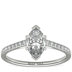Petite bague de fiançailles en diamants sertis pavé avec monture cathédrale en platine(0,14 carat, poids total)